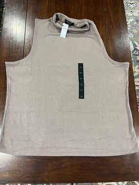 Banana Republic Soft Luxe Sleeveless Mock Neck Tank in Taupe Brown